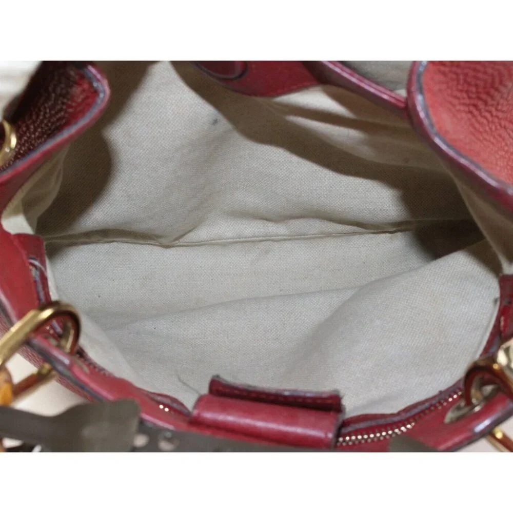 GUCCI Dark Red Bambooo Shooper Tote Leather Medium 2way 3GK1226K